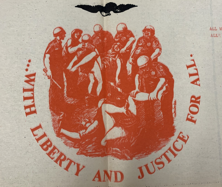 A political cartoon in response to police brutality and patriotism [27]
